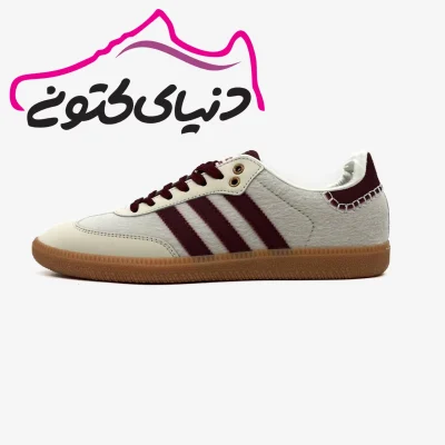 کتونی اسپرت زنانه آدیداس سامبا سفید زرشکی مخمل